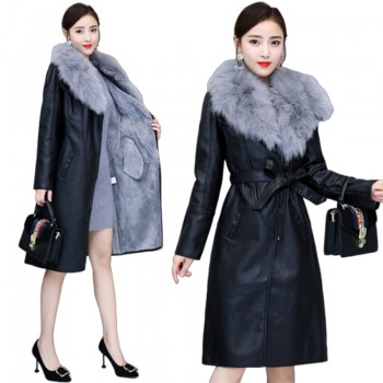 2019 Winter Commute Long Sleeve Elegant Slim Leather Jacket Female Clothing Chaquetas Mujer Manteau Femme Hiver Coat Women